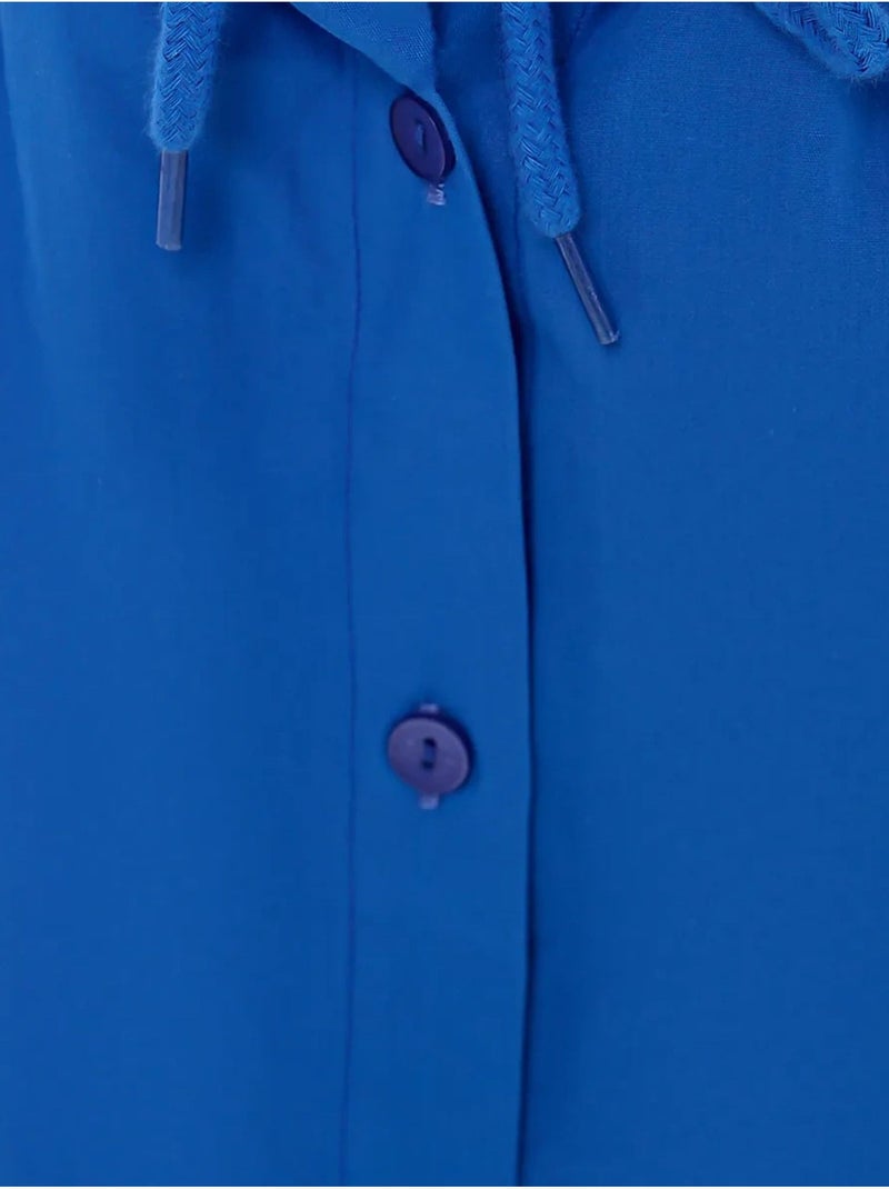 Mini-jupe boutonnée taille haute avec cordon de serrage Bleu - Kiabi