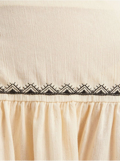 Mini-jupe brodée à volants taille haute - Kiabi
