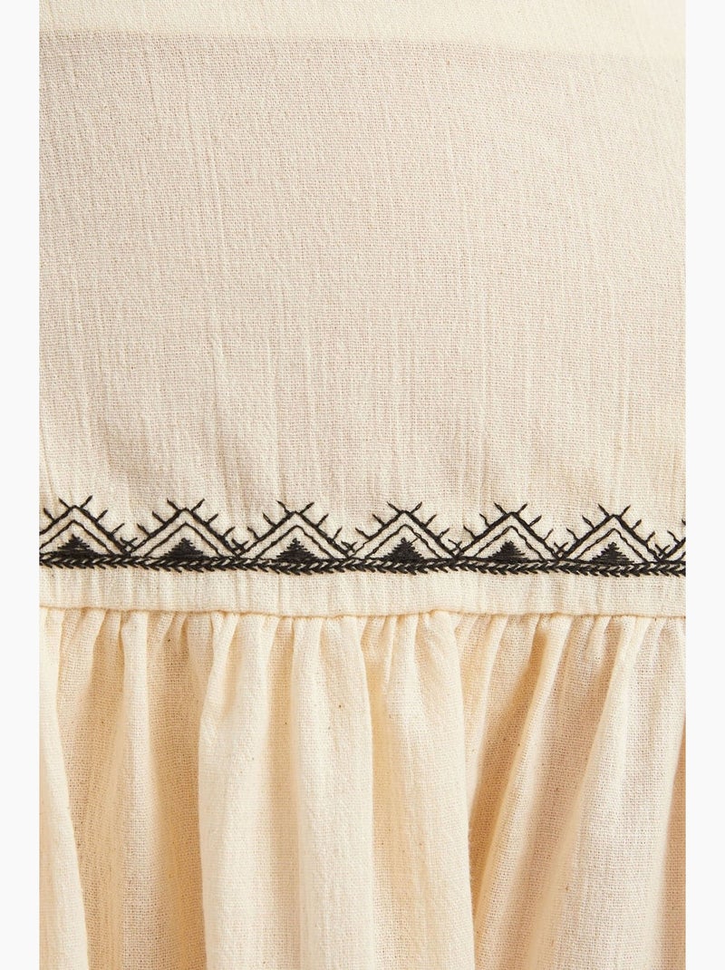 Mini-jupe brodée à volants taille haute hiccup Beige naturel - Kiabi