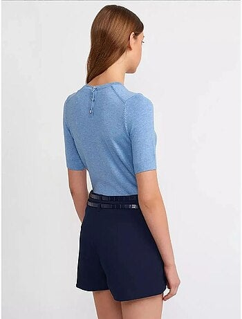 Mini-jupe courte plissée taille mi-haute avec ceinture