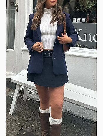 Mini-jupe courte plissée taille mi-haute avec ceinture hiccup