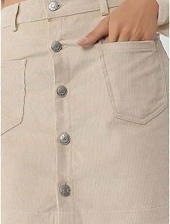 Mini-jupe droite taille haute avec fermeture à boutons