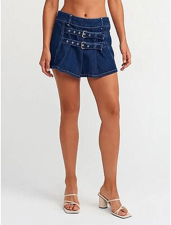 Mini-jupe en denim de coton avec ceinture dilvin