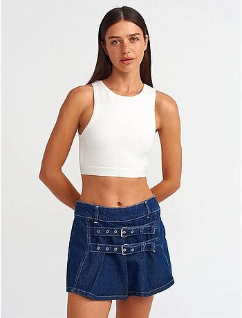 Mini-jupe en denim de coton avec ceinture dilvin