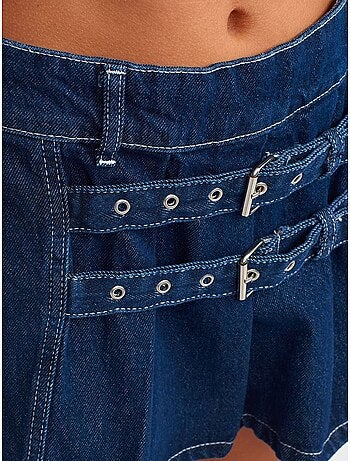 Mini-jupe en denim de coton avec ceinture dilvin