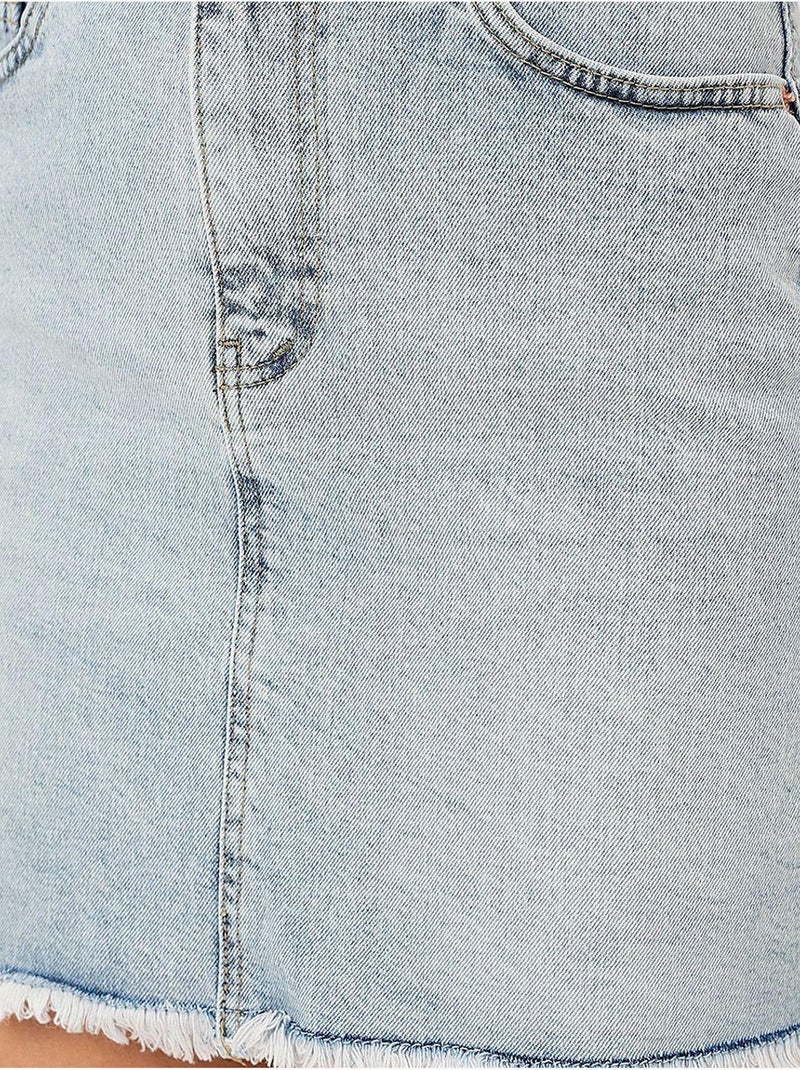Mini-jupe en jean à franges bdart Bleu clair - Kiabi
