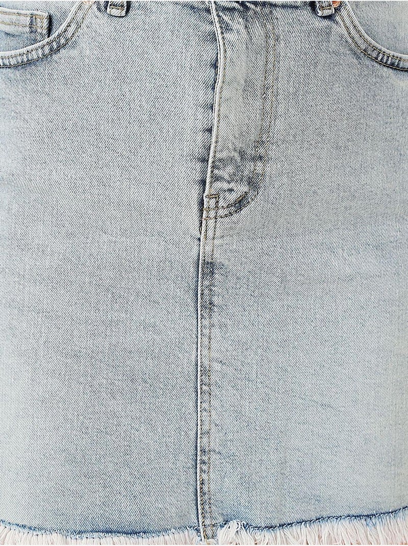 Mini-jupe en jean à franges bdart Bleu clair - Kiabi
