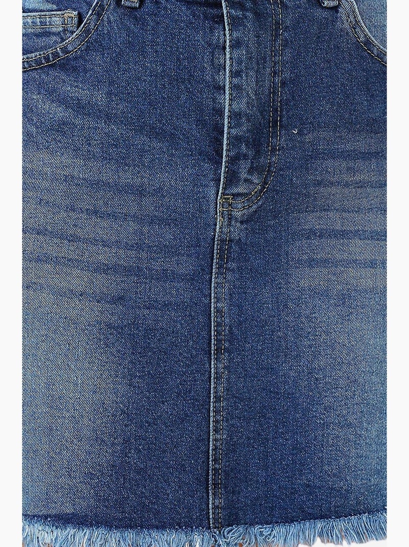 Mini-jupe en jean à franges bdart Bleu marine - Kiabi