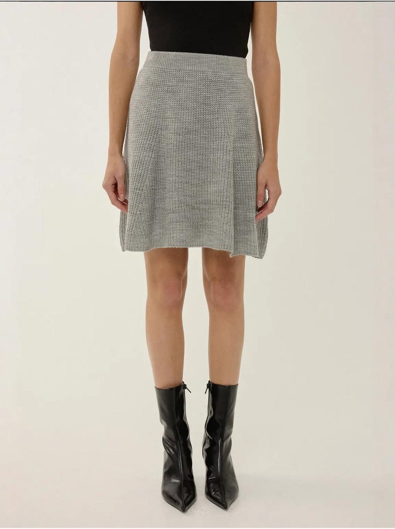 Mini-jupe en tricot Gris - Kiabi