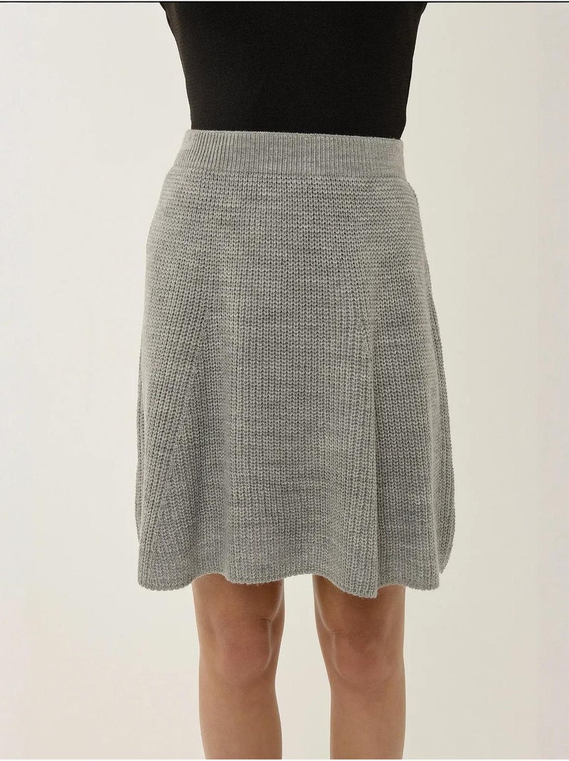 Mini-jupe en tricot Gris - Kiabi