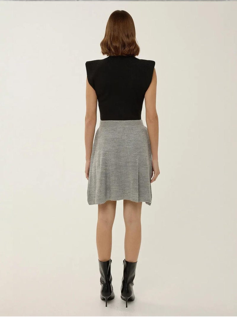Mini-jupe en tricot Gris - Kiabi