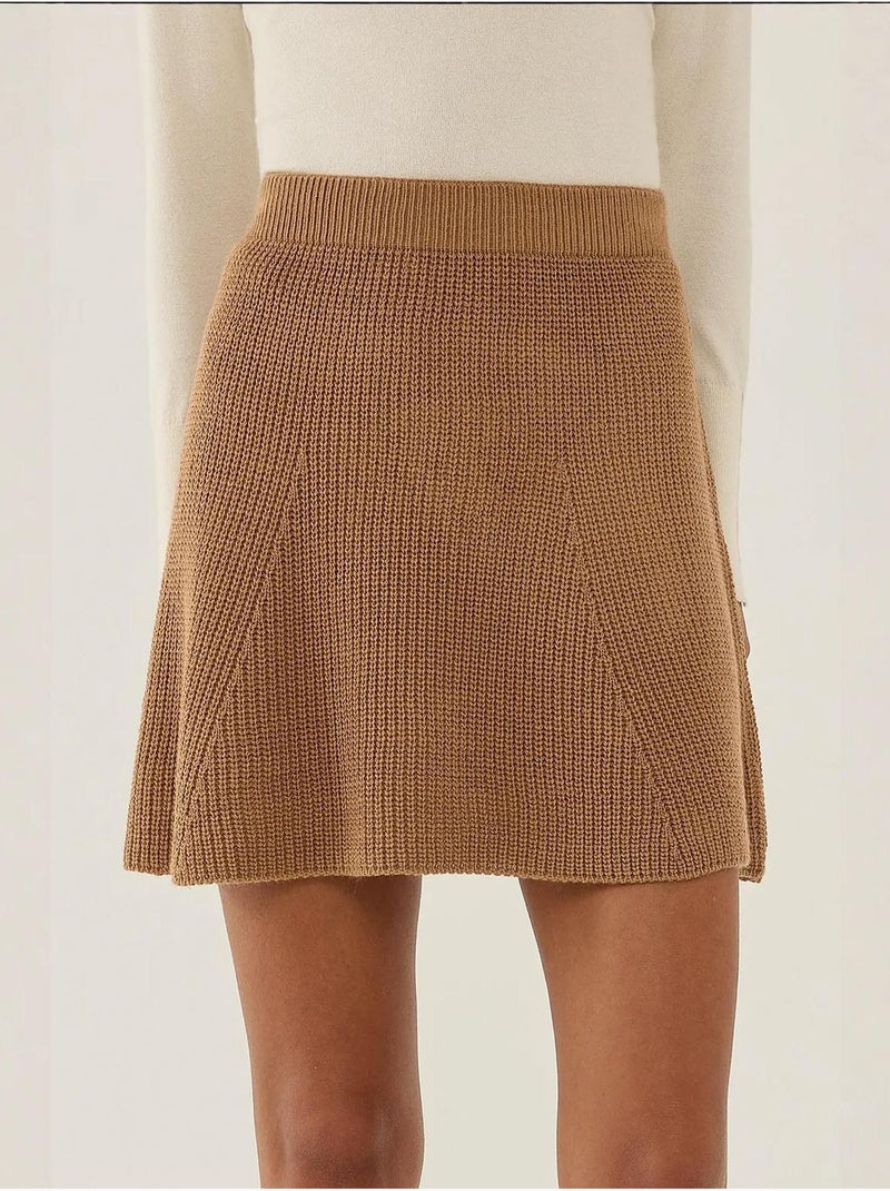 Mini-jupe en tricot Marron - Kiabi