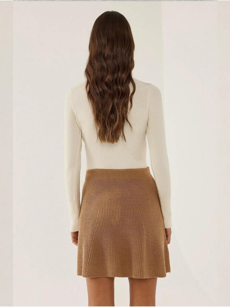 Mini-jupe en tricot Marron - Kiabi