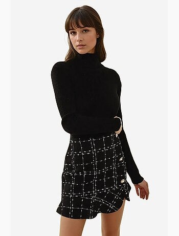 Mini-jupe en tweed à volants avec détails boutonnés hiccup