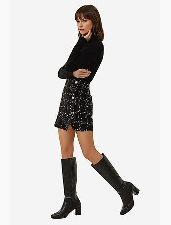Mini-jupe en tweed à volants avec détails boutonnés hiccup