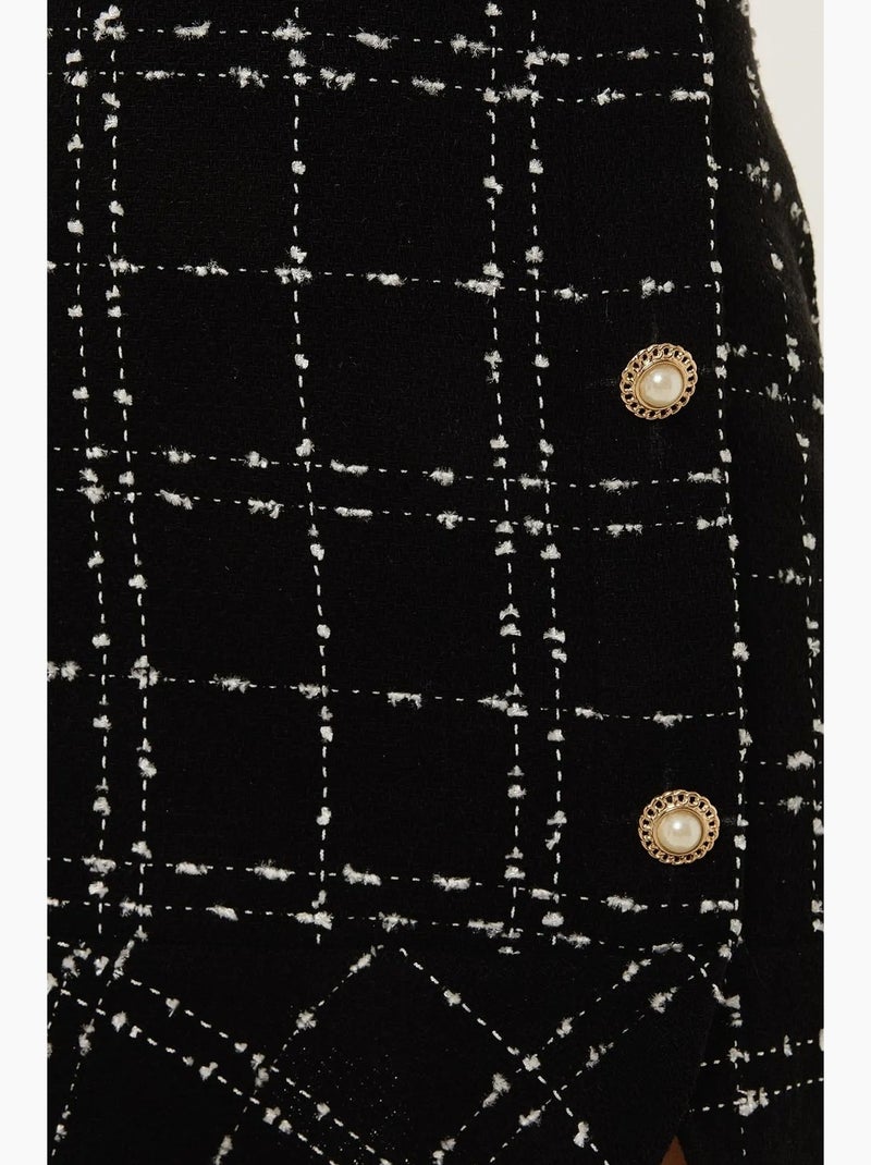 Mini-jupe en tweed à volants avec détails boutonnés hiccup Noir - Kiabi