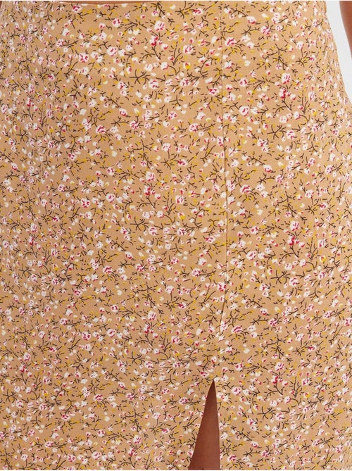 Mini-jupe fleurie taille haute fendue sur le côté - Kiabi
