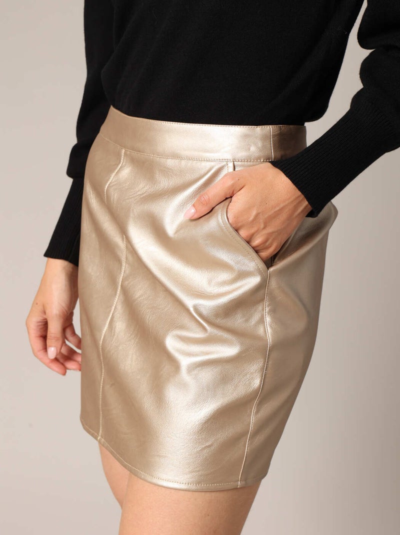 Mini-jupe irisée avec fermeture éclair dans le dos 'Deeluxe' Gold - Kiabi