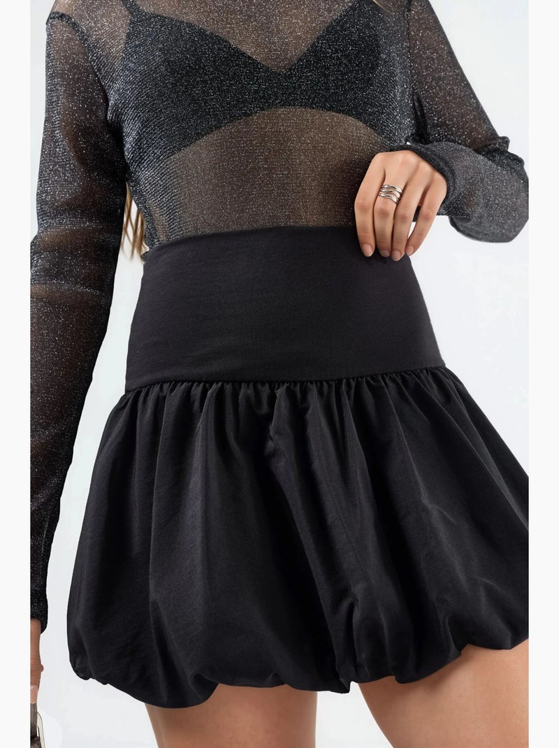 Mini-jupe patineuse à taille haute busem Noir - Kiabi
