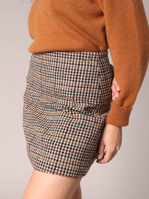 Mini-jupe pied-de-poule 'Deeluxe' - Kiabi