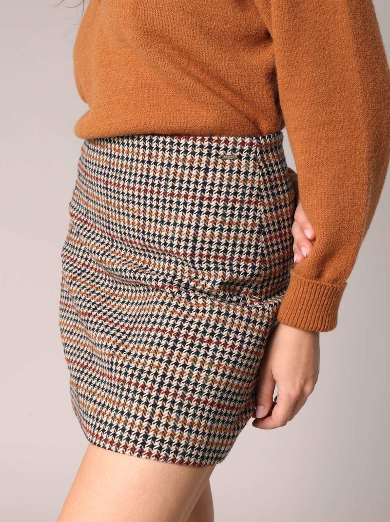 Mini-jupe pied-de-poule 'Deeluxe' Multicolore - Kiabi