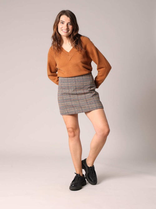 Mini-jupe pied-de-poule 'Deeluxe' - Kiabi