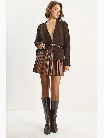 Mini-jupe plissée en cuir lucci