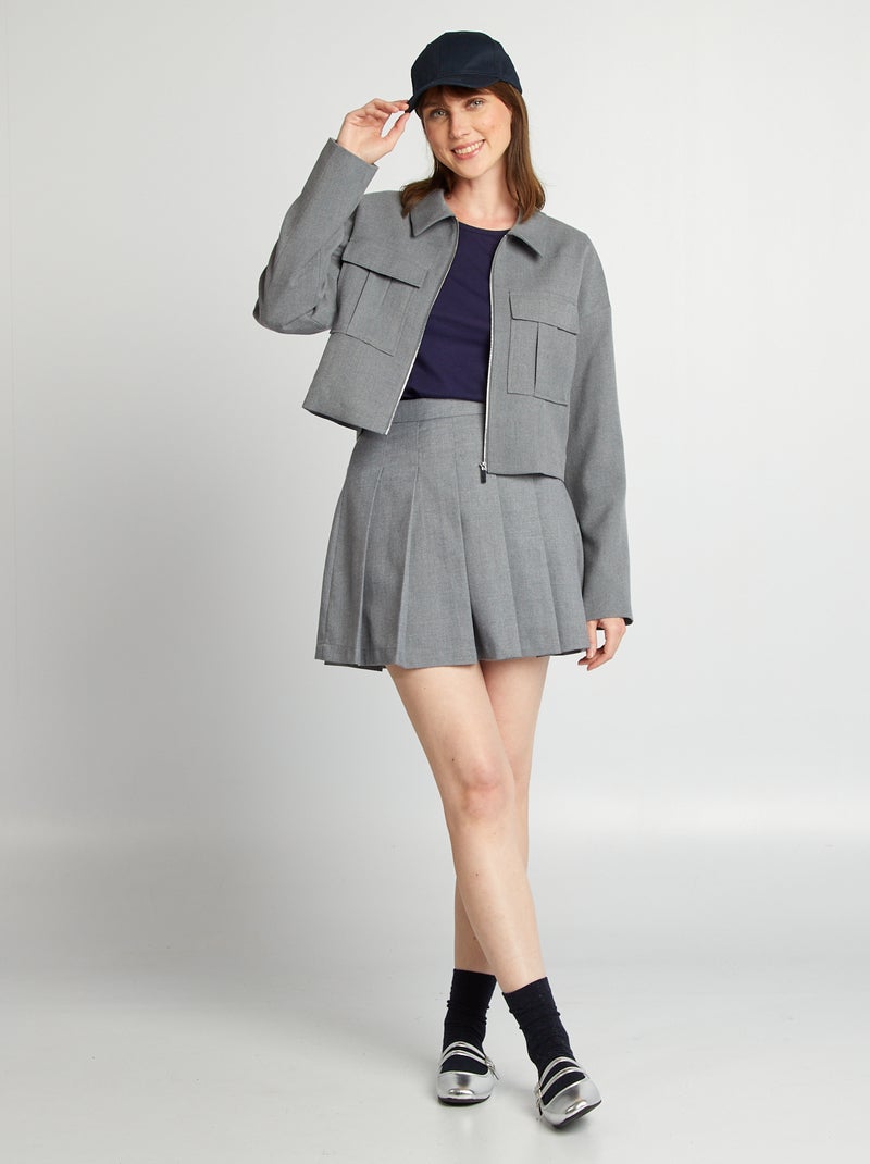 Mini jupe plissée Gris - Kiabi