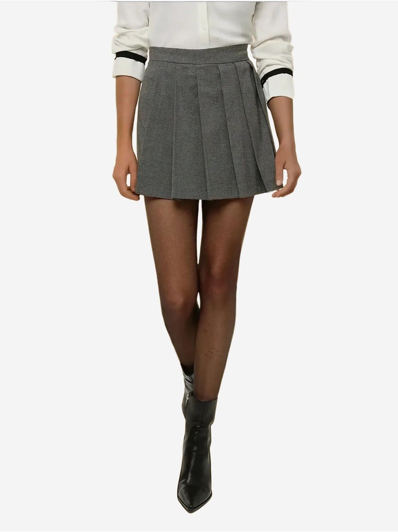 Mini-jupe plissée Gris - Kiabi