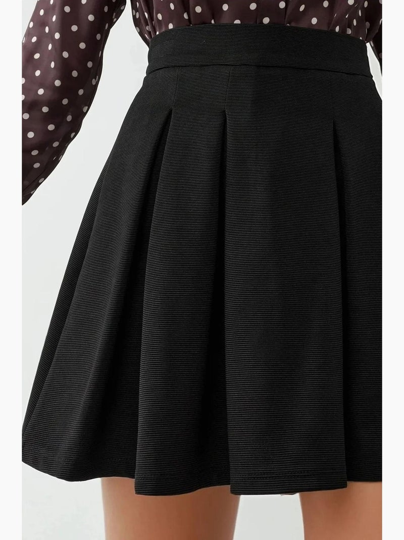 Mini-jupe plissée taille haute avec fermeture éclair hiccup Noir - Kiabi