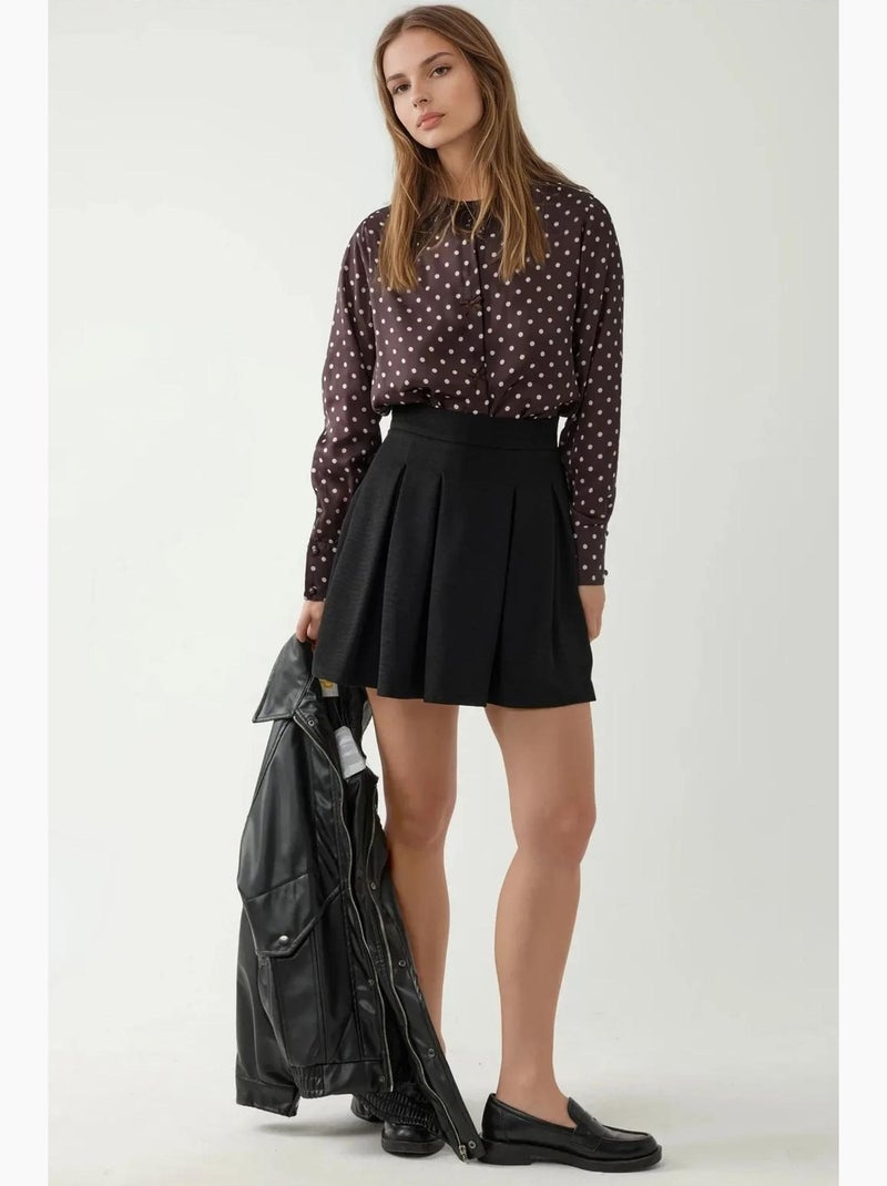Mini-jupe plissée taille haute avec fermeture éclair hiccup Noir - Kiabi
