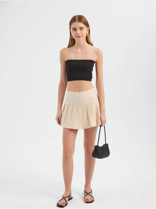 Mini-jupe plissée taille haute - Kiabi