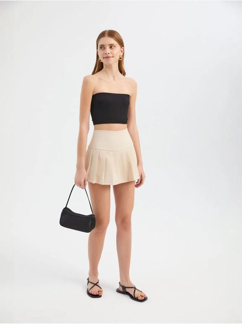Mini-jupe plissée taille haute - Kiabi