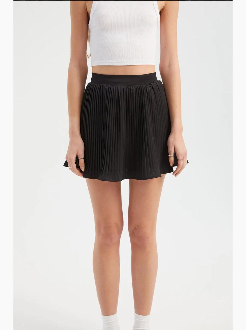 Mini-jupe plissée taille haute hiccup Noir - Kiabi