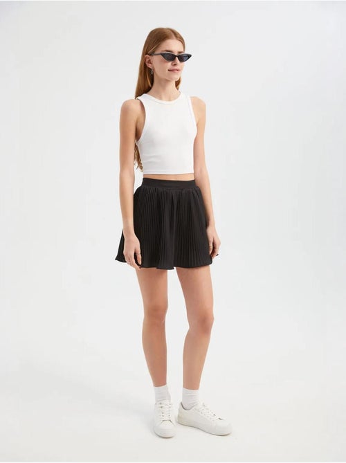 Mini-jupe plissée taille haute - Kiabi