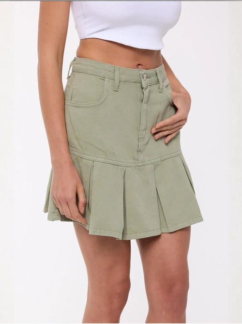 Mini-jupe plissée taille haute - Kiabi