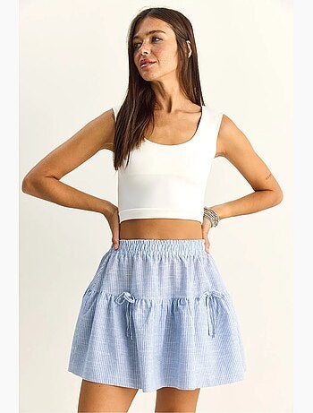 Mini-jupe rayée taille haute en seersucker lucci