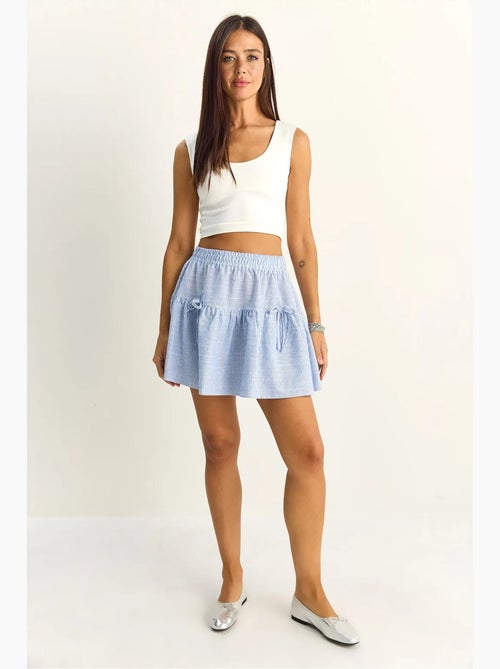 Mini-jupe rayée taille haute en seersucker lucci - Kiabi
