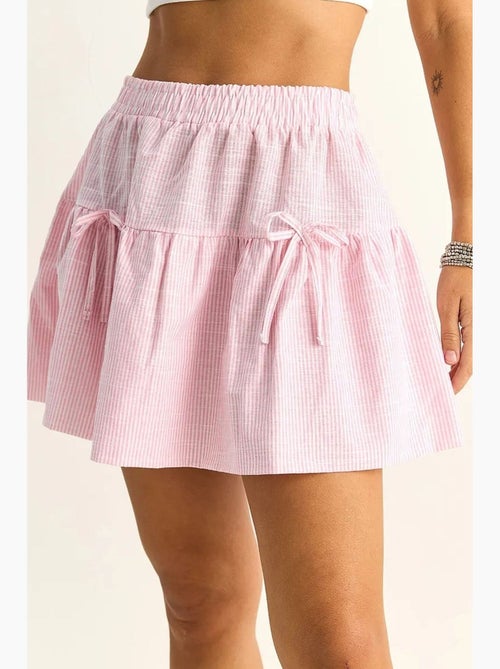 Mini-jupe rayée taille haute en seersucker lucci - Kiabi Mini-jupe rayée taille haute en seersucker lucci - Kiabi