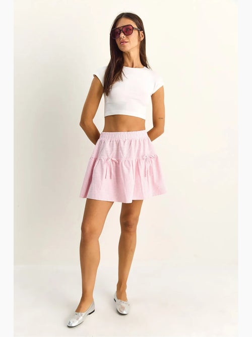 Mini-jupe rayée taille haute en seersucker lucci - Kiabi Mini-jupe rayée taille haute en seersucker lucci - Kiabi