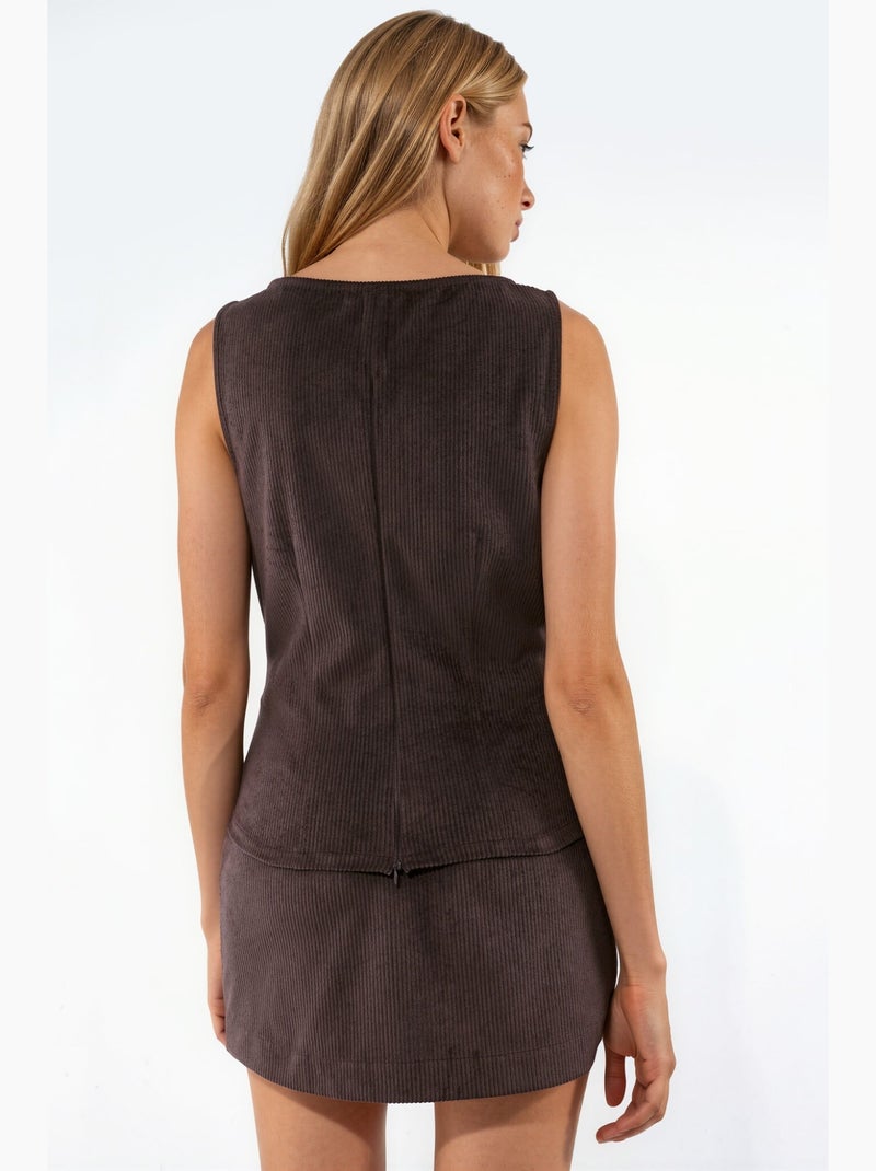 Mini-jupe-short en velours hiccup Marron chocolat - Kiabi