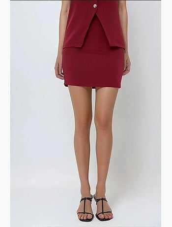Mini-jupe slim taille haute bordeaux hiccup
