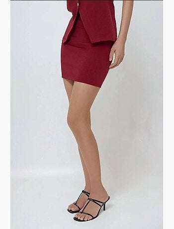 Mini-jupe slim taille haute bordeaux hiccup