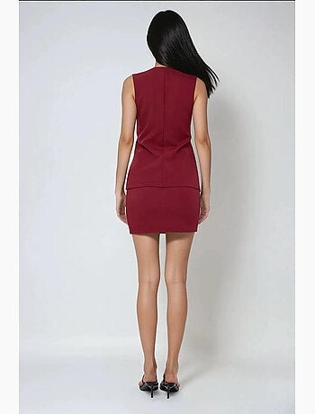 Mini-jupe slim taille haute bordeaux hiccup
