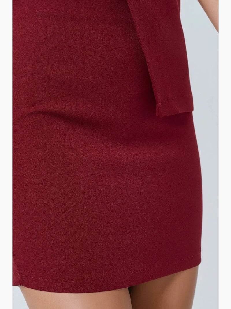 Mini-jupe slim taille haute bordeaux hiccup Rouge bordeaux - Kiabi