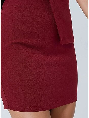 Mini-jupe slim taille haute bordeaux