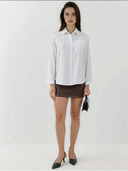 Mini-jupe taille basse en similicuir - Kiabi Mini-jupe taille basse en similicuir - Kiabi