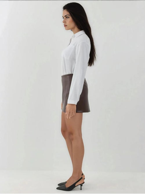 Mini-jupe taille basse en similicuir - Kiabi Mini-jupe taille basse en similicuir - Kiabi