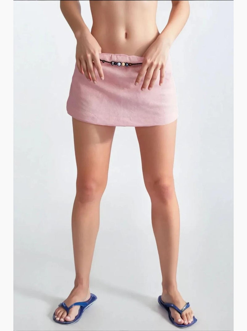 Mini-jupe taille basse hiccup Rose clair - Kiabi