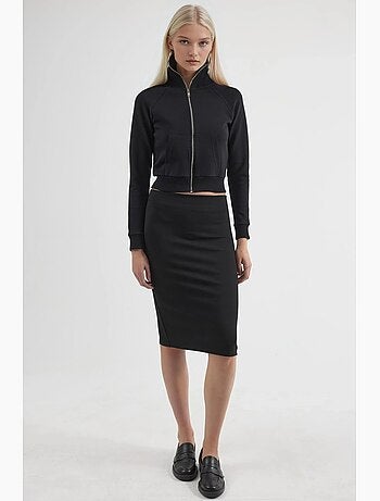Mini-jupe taille élastique fendue busem